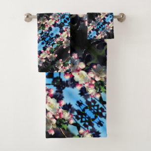Conjunto De Toalhas Padrão de flores de Primavera de Caranguejo Cheerf