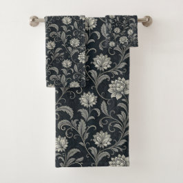 Conjunto De Toalhas Padrão de Flores Góticas