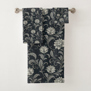 Conjunto De Toalhas Padrão de Flores Góticas