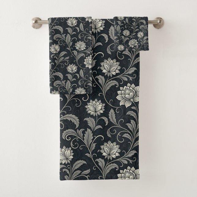 Conjunto De Toalhas Padrão de Flores Góticas (Insitu)