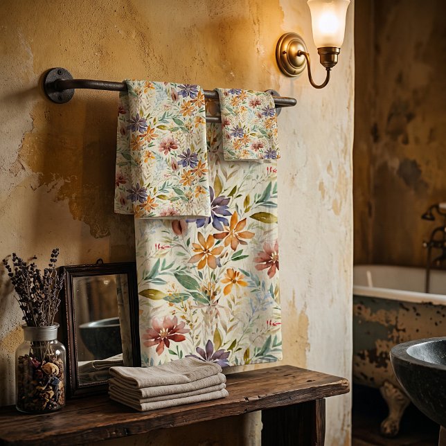 Conjunto De Toalhas Padrão de flores silvestres de outono (Criador carregado)