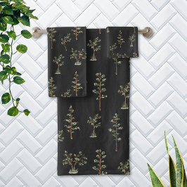 Conjunto De Toalhas Padrão de Floresta de Árvore Verde
