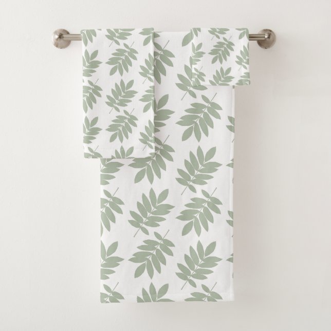 Conjunto De Toalhas Padrão de Folha de Idoso Verde+Branco (Insitu)