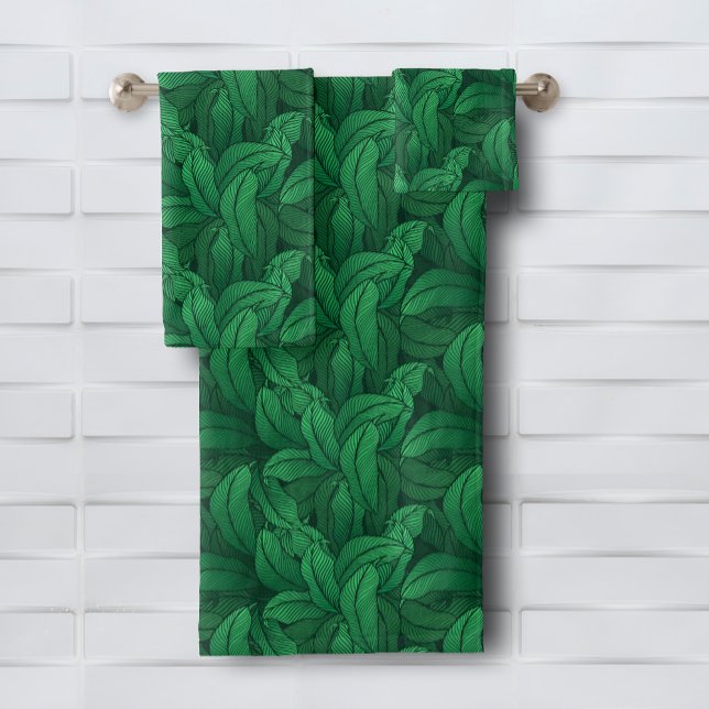 Conjunto De Toalhas Padrão de Folha Tropical (Tropical Leaf Pattern Bath Towel Set (white on reverse), buy pieces separately, too.)