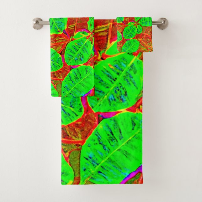 Conjunto De Toalhas Padrão de Folha Verde Lush (Insitu)