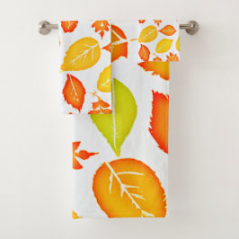 Conjunto De Toalhas Padrão de Folhas Coloridas