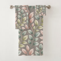 Padrão de Folhas em Pink e Sage Botânico Elegante