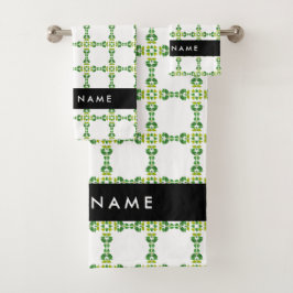 Conjunto De Toalhas Padrão de Folhas, Folhas Verdes, Seu Nome