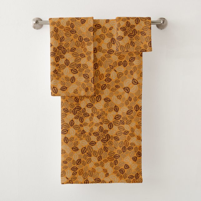 Conjunto De Toalhas Padrão de folhas marrons fofas (Insitu)