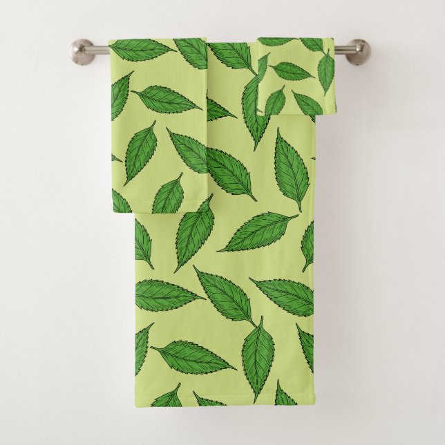 Conjunto De Toalhas Padrão De Folhas, Padrão De Folha, Folhas De Prima (Insitu)