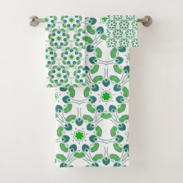 Conjunto De Toalhas Padrão de Folhas, Padrão de Folhagens, Folhas Verd