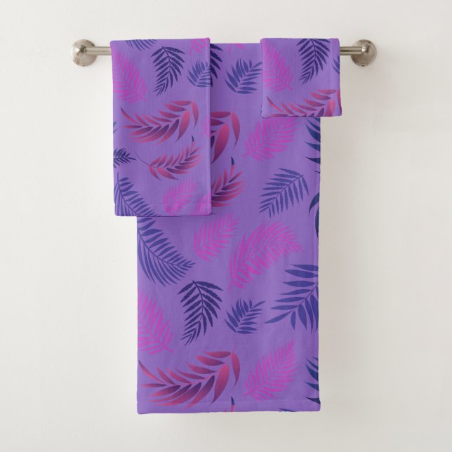 Conjunto De Toalhas Padrão de Folhas Tropicais 19 (Insitu)