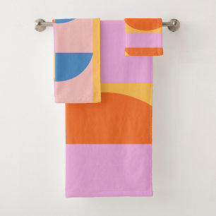 Conjunto De Toalhas Padrão de Formas Geométricas Coloridas Modernas