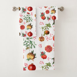 Conjunto De Toalhas Padrão de Fruta do Pomegranato do Mediterrâneo
