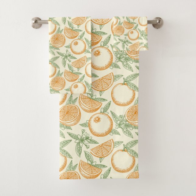 Conjunto De Toalhas Padrão de Fruta Laranja Clássica (Insitu)