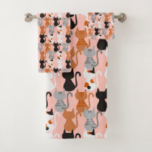 Padrão De Gato Bonito Em Rosa Esbranquiçado