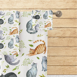 Conjunto De Toalhas Padrão de Gatos de Gatinho Doce