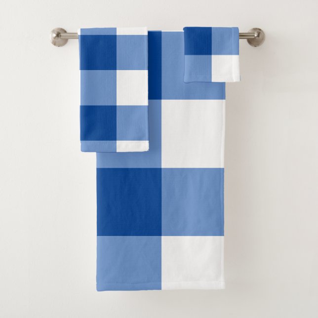 Conjunto De Toalhas Padrão de gingham azul (Insitu)