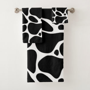 Conjunto De Toalhas Padrão de girafa abstrato branca e preta