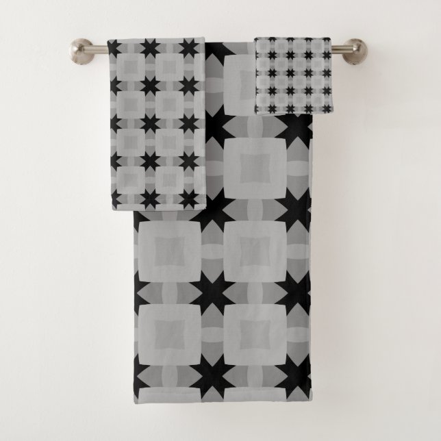 Conjunto De Toalhas Padrão de Grade Quadrada Retroativa (Insitu)