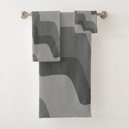 Conjunto De Toalhas Padrão de gradiente de ondas do oceano cinza