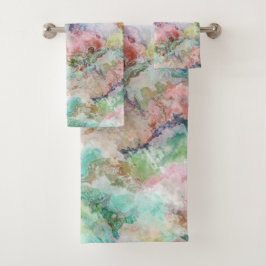 Conjunto De Toalhas Padrão de Grunge em Aquarela Abstrata Oceânica