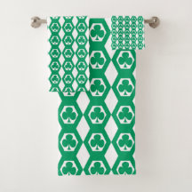 Padrão de Hexágono Branco Verde Trevo