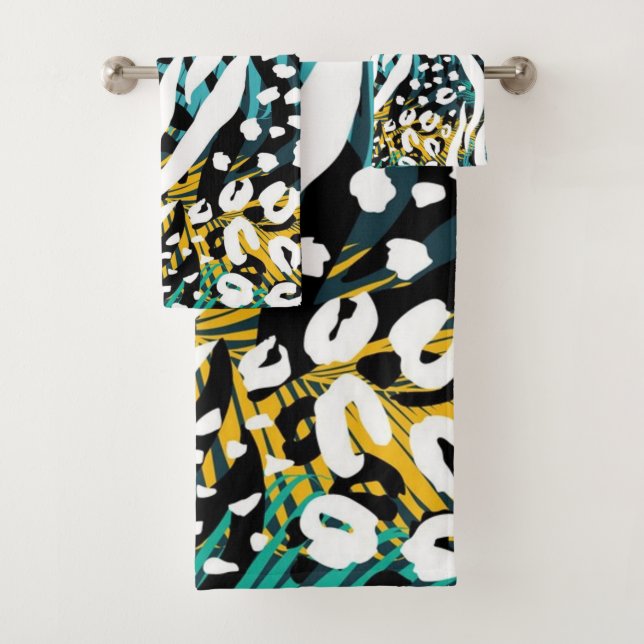 Conjunto De Toalhas Padrão de impressão animal (Insitu)