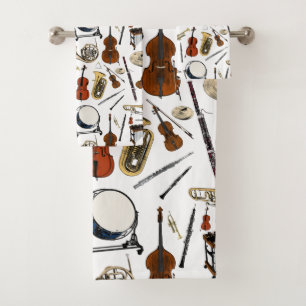 Conjunto De Toalhas Padrão de Instrumentos de Orquestra