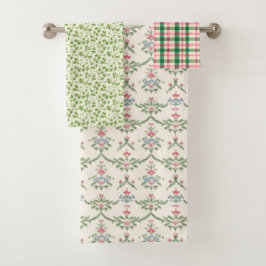 Conjunto De Toalhas Padrão de Jardim de Algodão Rosa Floral