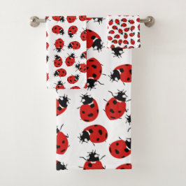 Conjunto De Toalhas Padrão de Ladybug Vermelho Cute