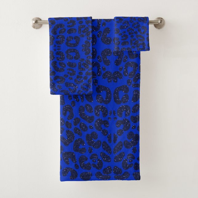 Conjunto De Toalhas Padrão de Leopardo da Gliteria Azul (Insitu)