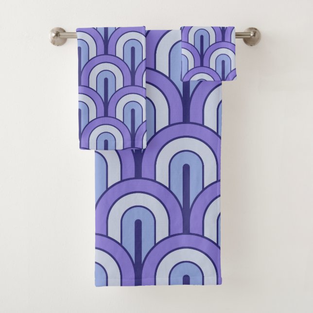 Conjunto De Toalhas Padrão de Leque Geométrico Gradado Retro (Insitu)