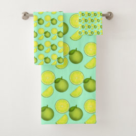 Conjunto De Toalhas Padrão de Limão Verde
