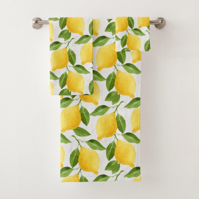 Conjunto De Toalhas Padrão de limões de aquarela (Insitu)