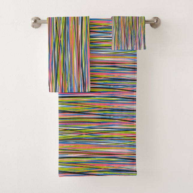 Conjunto De Toalhas Padrão de Linha Boho abstrato indiano (Insitu)