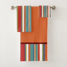 Conjunto De Toalhas Padrão de Listra Multicolorida