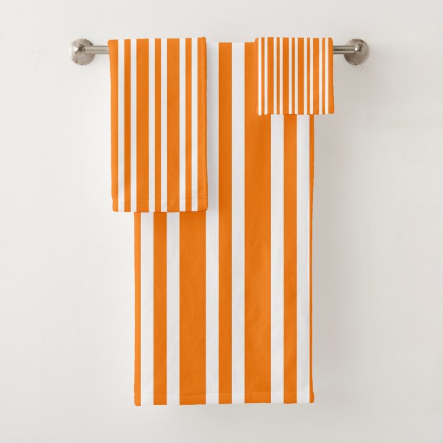 Conjunto De Toalhas Padrão de Listras Brancas Laranja (Insitu)