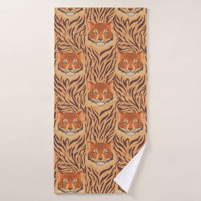 Conjunto De Toalhas Padrão de listras de tigre contínuo (Toalha de Banho)