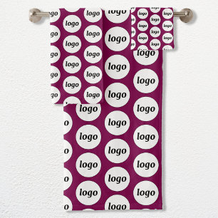 Conjunto De Toalhas Padrão de logotipo Empresa Branding Dark Cherry Pi