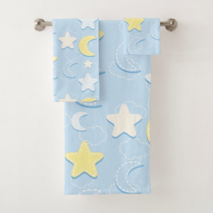 Conjunto De Toalhas Padrão de Lua e Estrelas