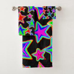 Conjunto De Toalhas Padrão de luz de estrela Neon brilhante