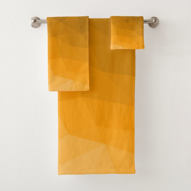 Conjunto De Toalhas Padrão de malha geométrica gradiente laranja (Insitu)