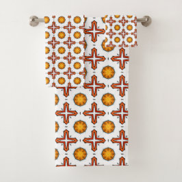 Conjunto De Toalhas Padrão de mandala laranja e amarelo