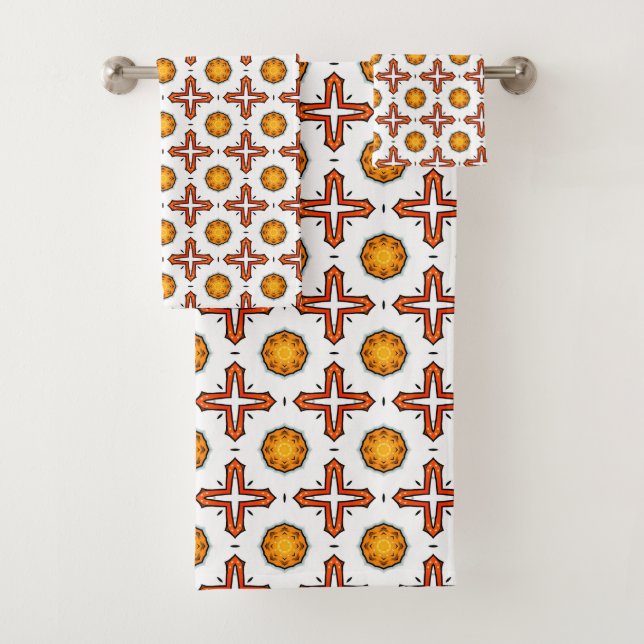 Conjunto De Toalhas Padrão de mandala laranja e amarelo  (Insitu)
