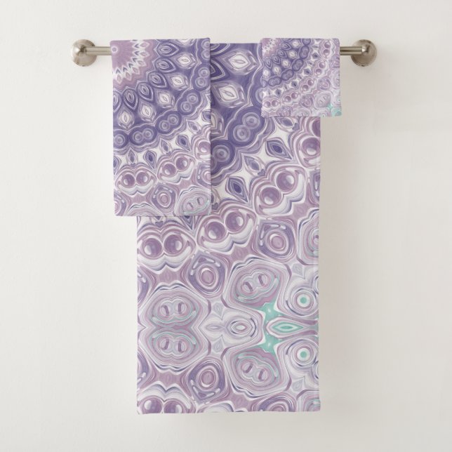 Conjunto De Toalhas Padrão de Mandala Lavanda e Lilás (Insitu)