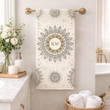 Padrão de Mandala Monograma Dourado Cinza