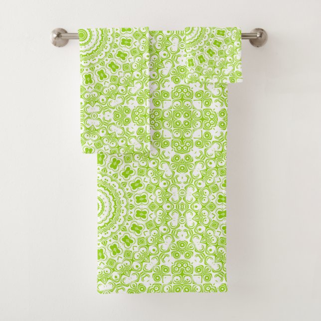 Conjunto De Toalhas Padrão de Mandala Verde Chartreuse (Insitu)
