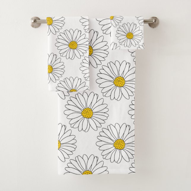 Conjunto De Toalhas Padrão de margarida branca amarela (Insitu)