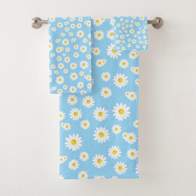 Conjunto De Toalhas Padrão de Margaridas Blue Boho Spring (Insitu)